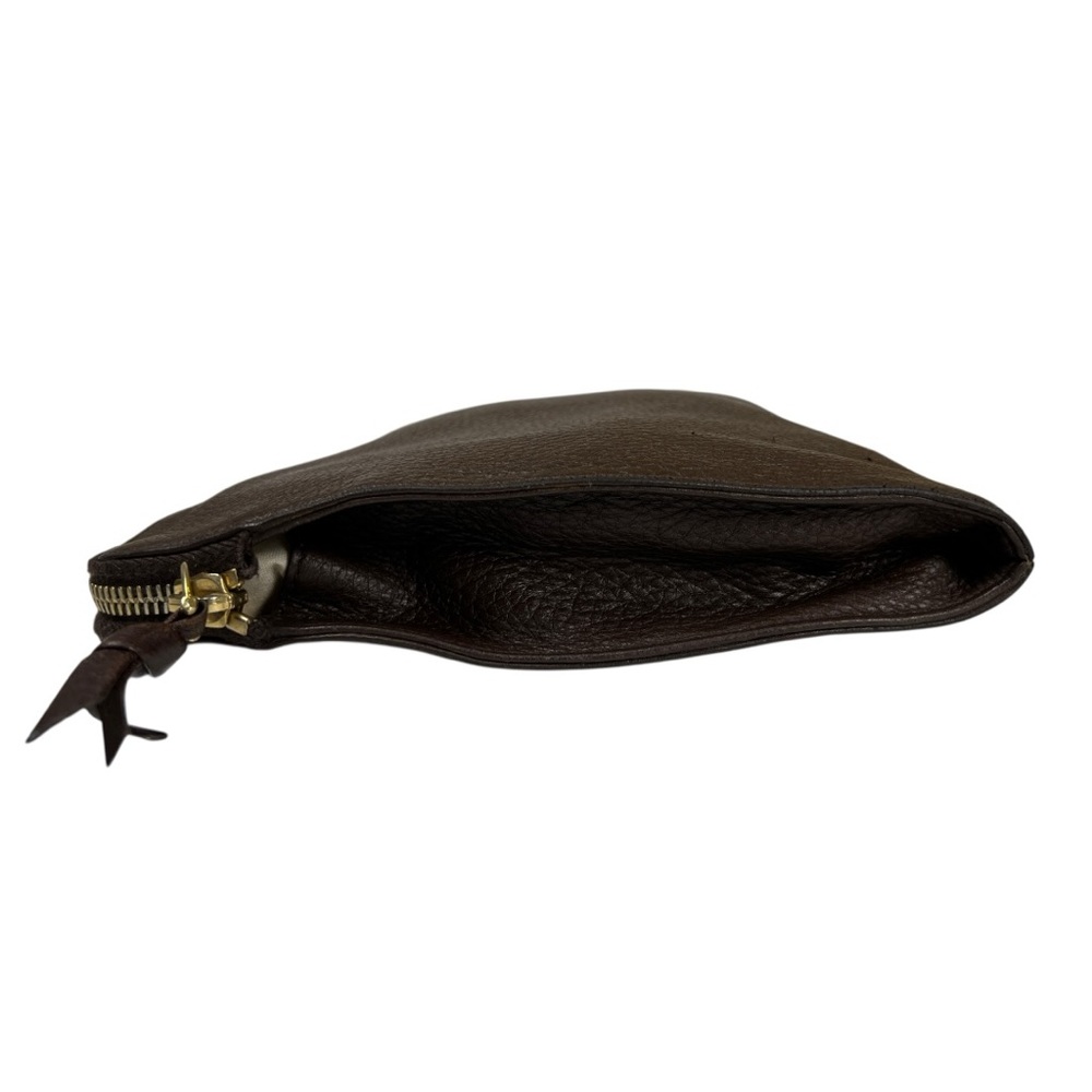 Authentic Bottega Veneta Pebbled Brown Leather Zip Pouch, Clutch - Picture 4 of 14